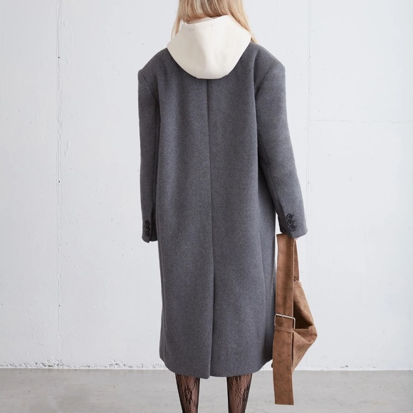 OAK + FORT OVERSIZED WOOL BLEND COAT - Picture 6 of 7